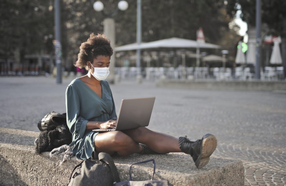 Developer wearing a mask