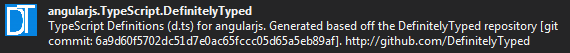 Screenshot of loading the AngularJS TypeScript Definition