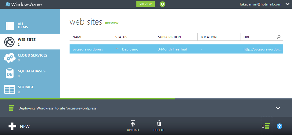 Azure deploying the WordPress site