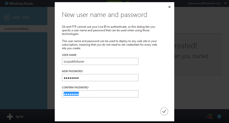 Azure publish credentials