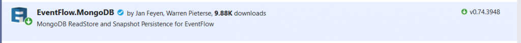 NuGet package EventFlow.MongoDB v0.74.3948 installed
