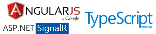 Angular, SignalR and TypeScript logos