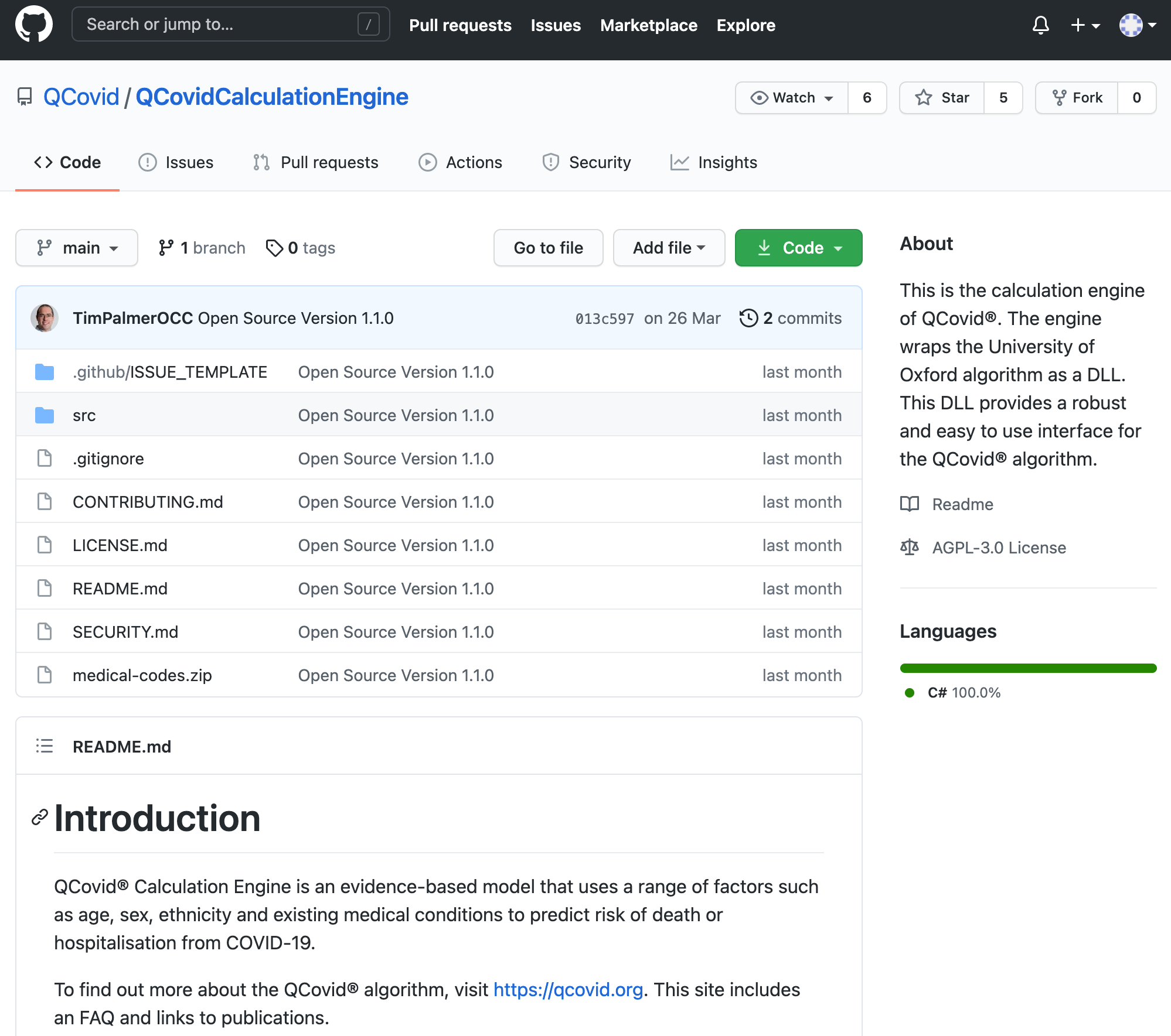 QCovid Calculation Engine GitHub repository