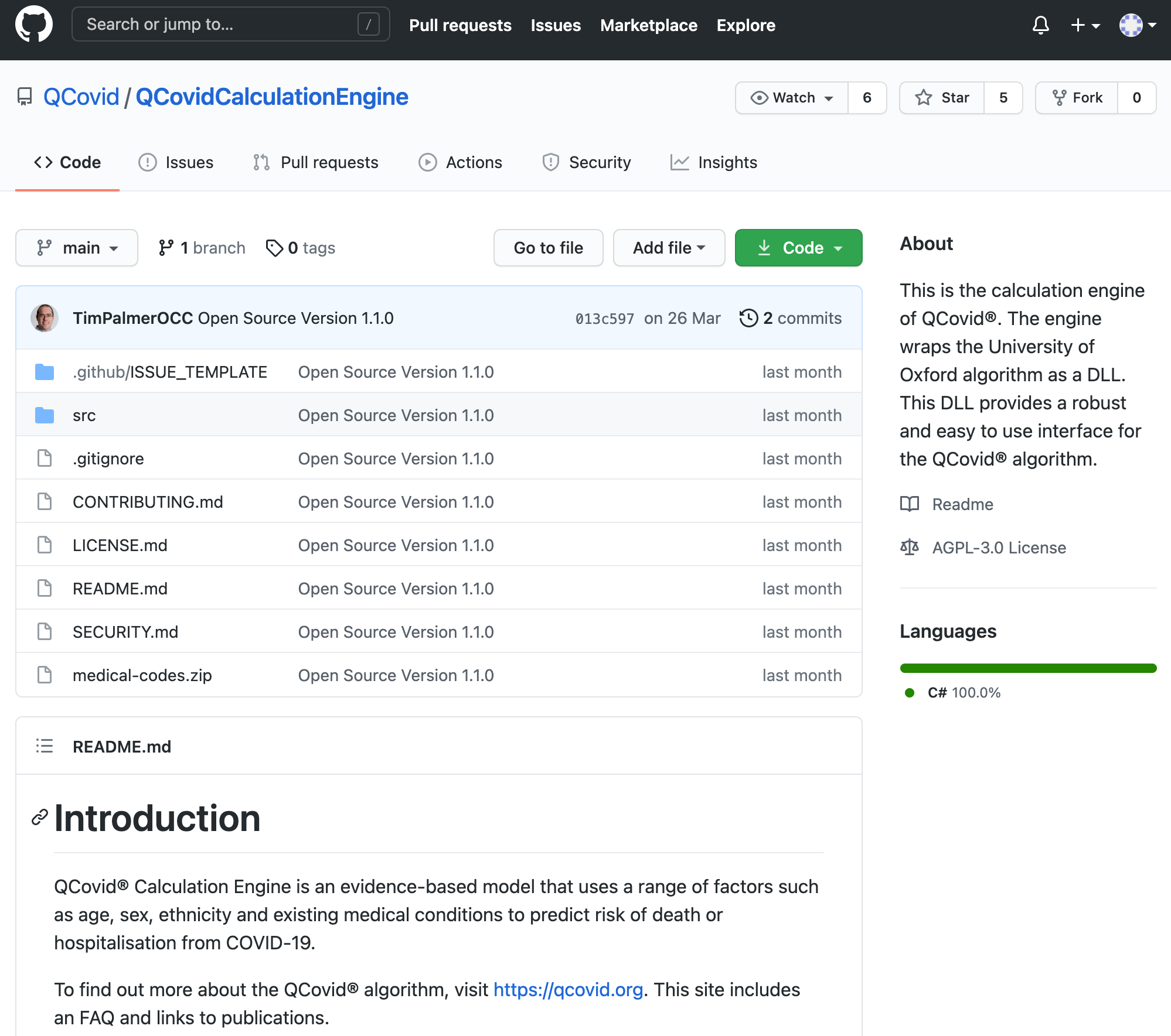 QCovid Calculation Engine GitHub repository 