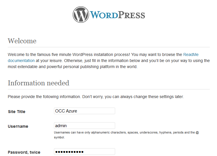 WordPress setup